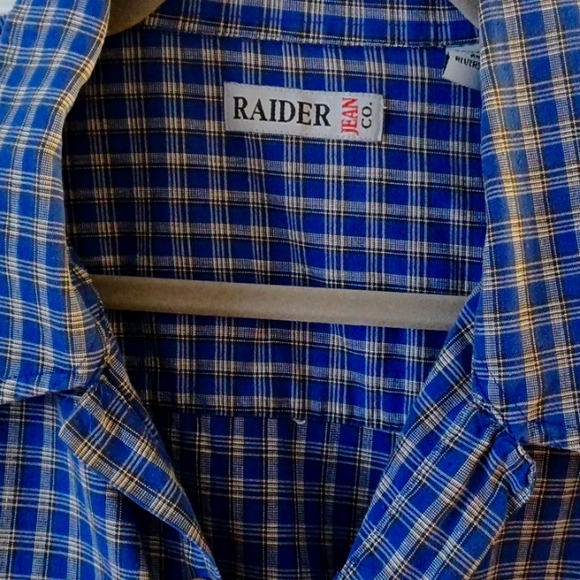 Raider Jean CO Mens Short Sleeve Blue Plaid Shirt Size XL - Picture 2 of 10
